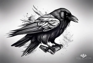 Generate a tattoo of a raven for the forearm tattoo idea
