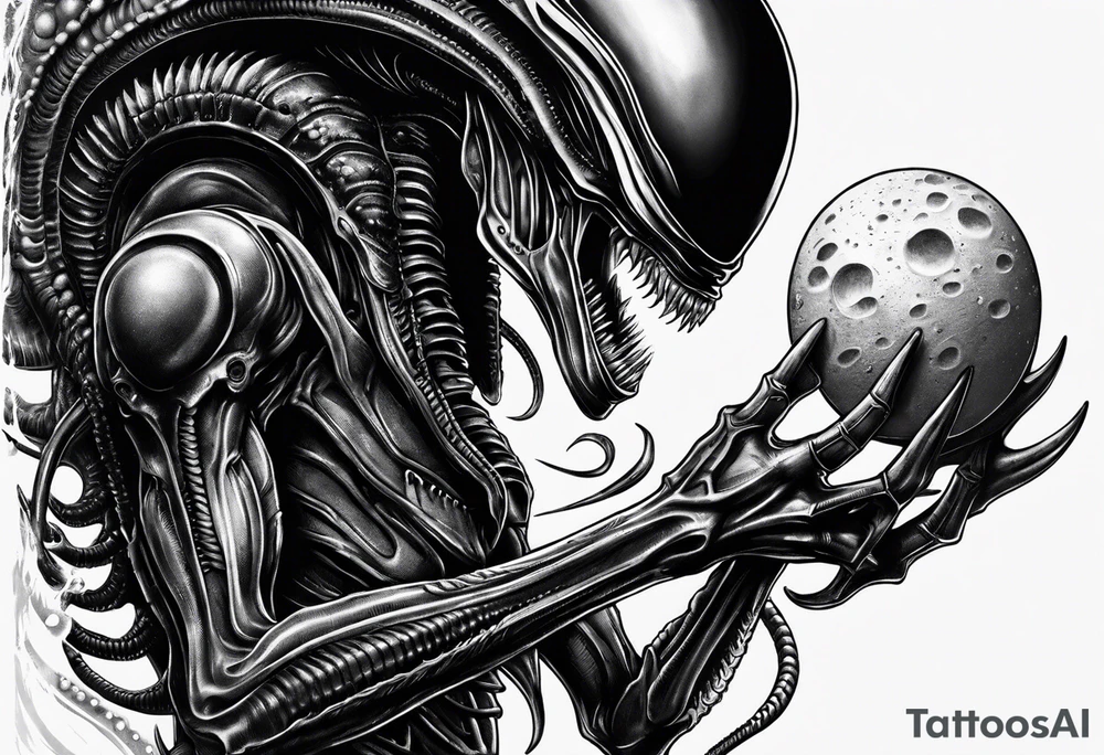 Xenomorph with eggs sleeve tattoo idea