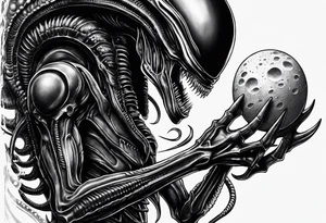 Xenomorph with eggs sleeve tattoo idea