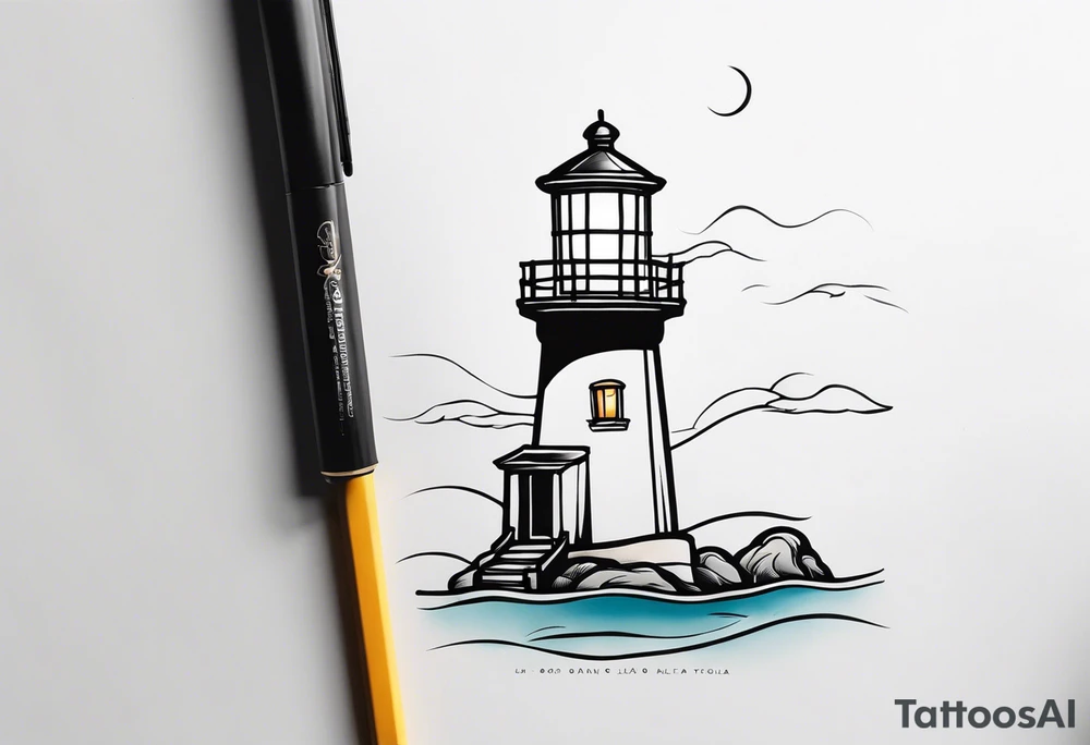 Farol no oceano em mar bravo tattoo idea