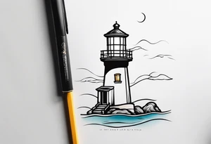 Farol no oceano em mar bravo tattoo idea