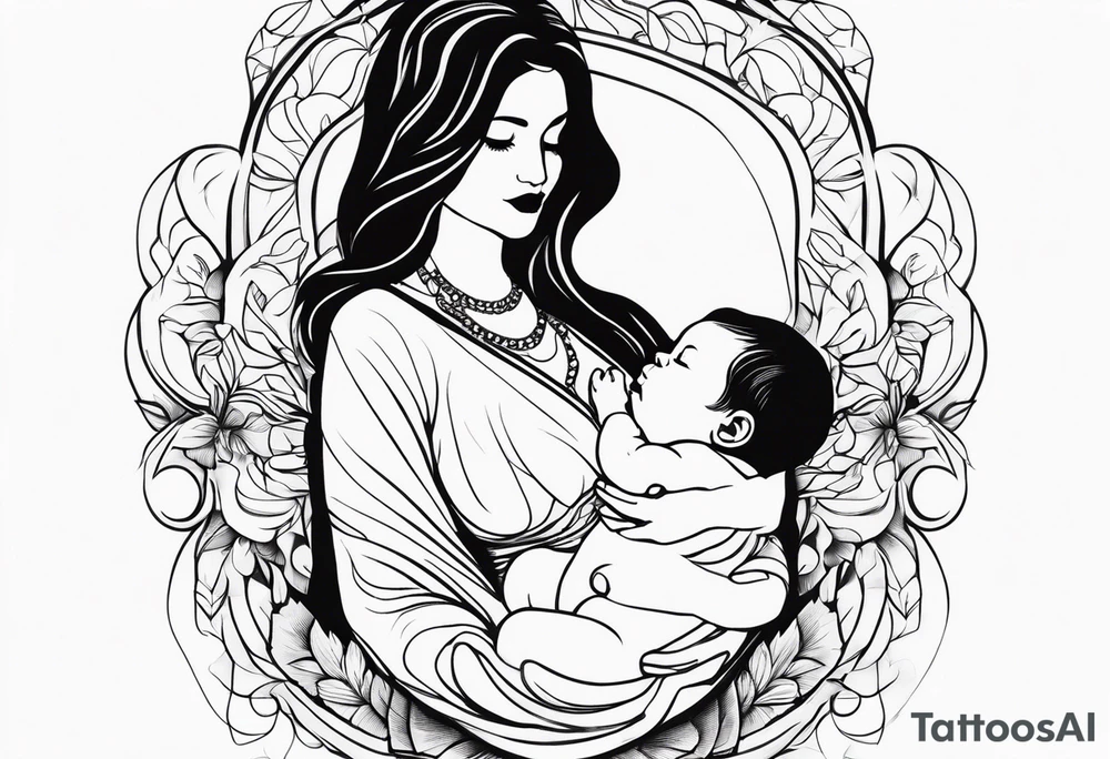 mother baby tattoo idea