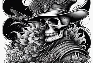 arm full sleeve skulls smokes and spiders tattoo idea