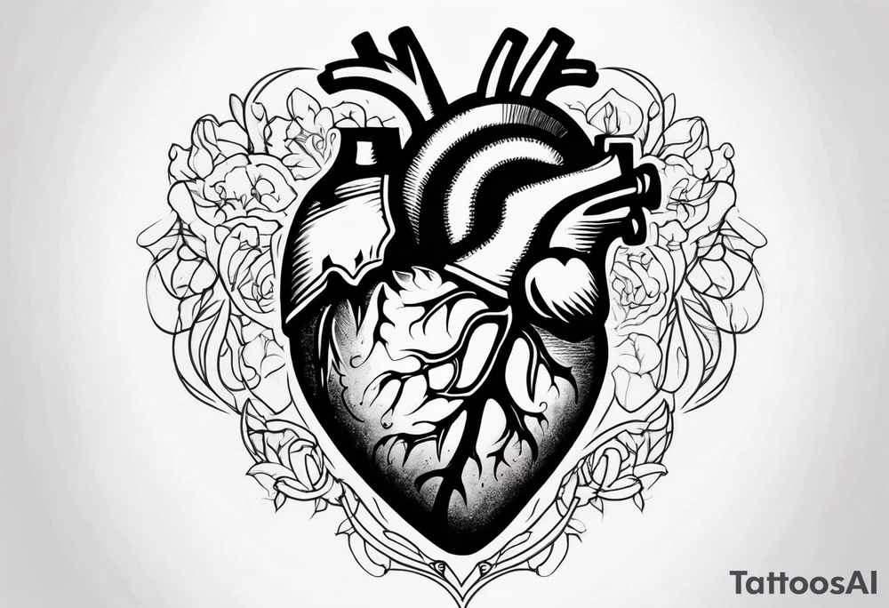 an actual human heart tattoo idea
