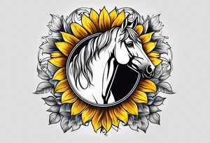 Horse, compass, sunflower tattoo idea