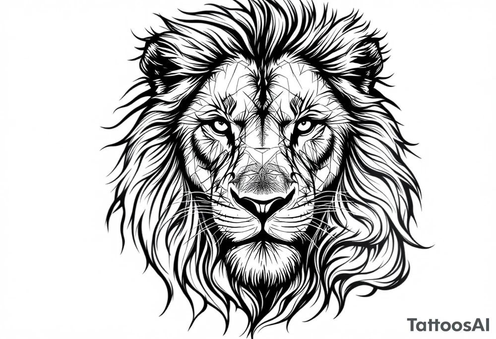 powerful majestic lion, close-up tattoo idea