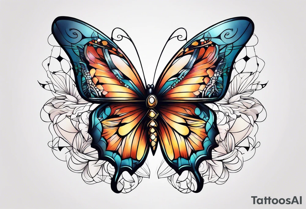 Butterfly with nova star tattoo idea