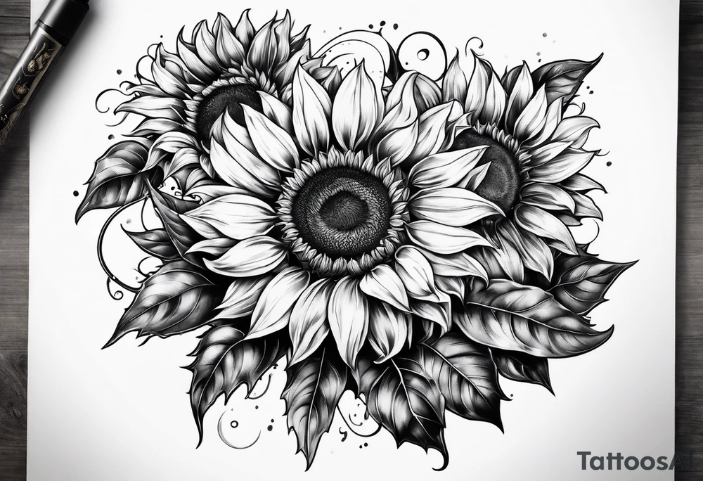 Sunflower bouquet tattoo idea