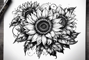 Sunflower bouquet tattoo idea