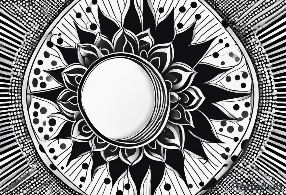 simple sun made of black dots and circles tattoo idea