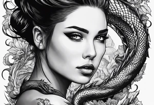a girl and a dragon tattoo idea
