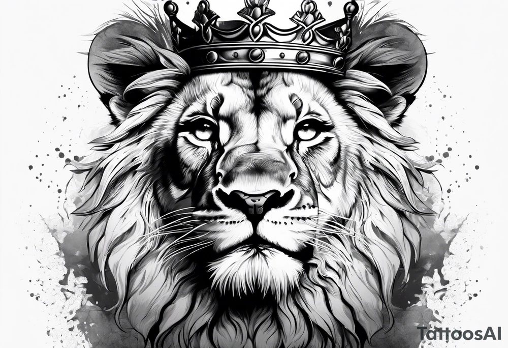Lion cub with crown tattoo idea