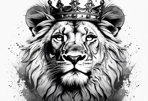 Lion cub with crown tattoo idea