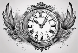 Clockface with roman numerals. Time: 00:07, date: January 21st tattoo idea
