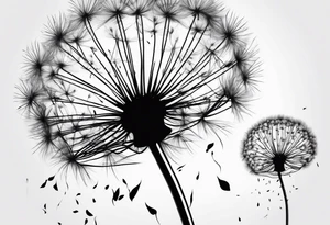 A whole dandelion being blown away tattoo idea