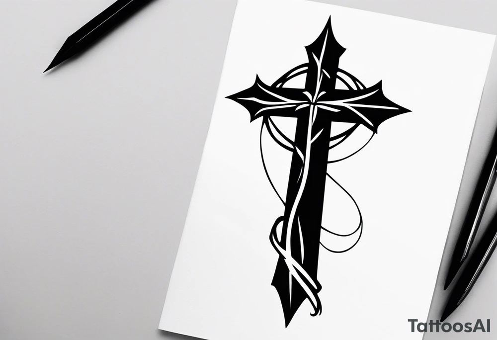 crown of thorns on the cross tattoo idea
