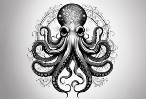 An octopus blended with celestial elements, such as stars and planets integrated into its tentacles. This can symbolize the octopus's reach and influence, connecting it to a broader universe. tattoo idea