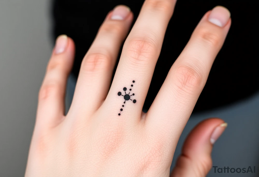 Can you design a few options for a meaningful minimal tattoo with dots, lines or stars that represents my kids? Three are living and two are deceased and I want something that represents that difference by having solid and hollow elements. Put on fingers tattoo idea