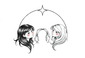 3 petites filles ( une cheveux noir et deux blondes)
sous un arc en ciel incomplet tattoo idea