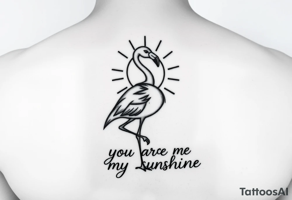 Cute Flamingo with a sun and the saying you are my sunshine tattoo idea