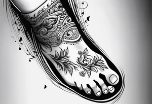 baby footprint with music tattoo idea