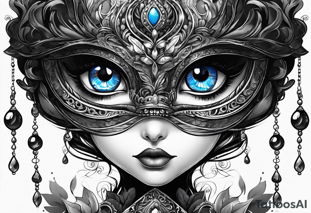 big eyes with lighting tattoo idea