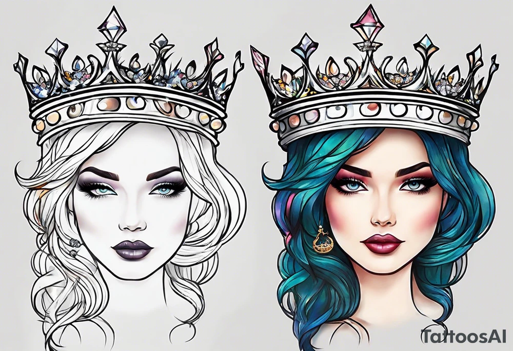 his and her crowns. Crowns only. Simplistic and detailed. fine lines tattoo idea