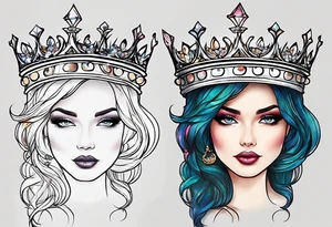 his and her crowns. Crowns only. Simplistic and detailed. fine lines tattoo idea