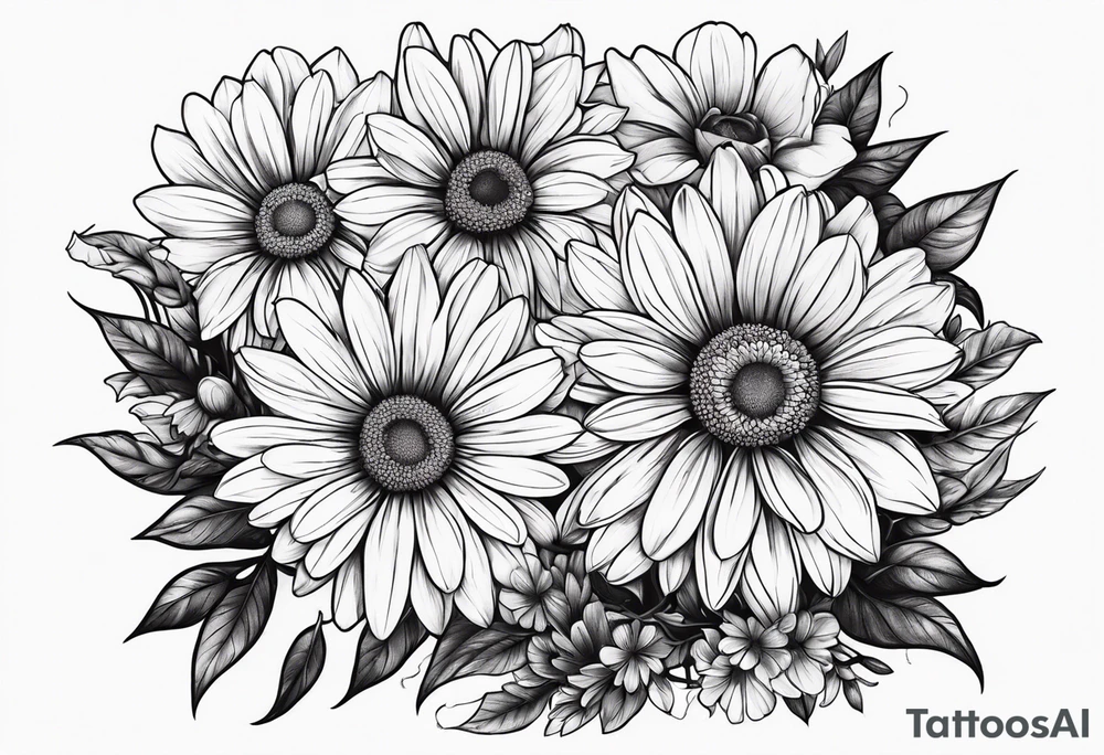 Bloody daisy flowers tattoo idea