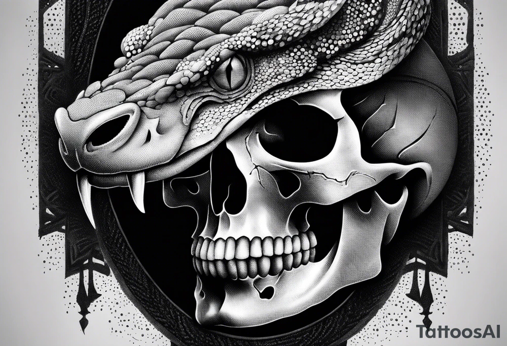 Viper Going Through Skull tattoo idea