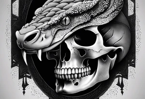 Viper Going Through Skull tattoo idea