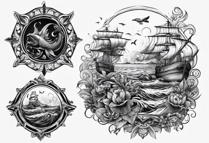 matching 2 separate tattoos . Water related. Marine life tattoo idea