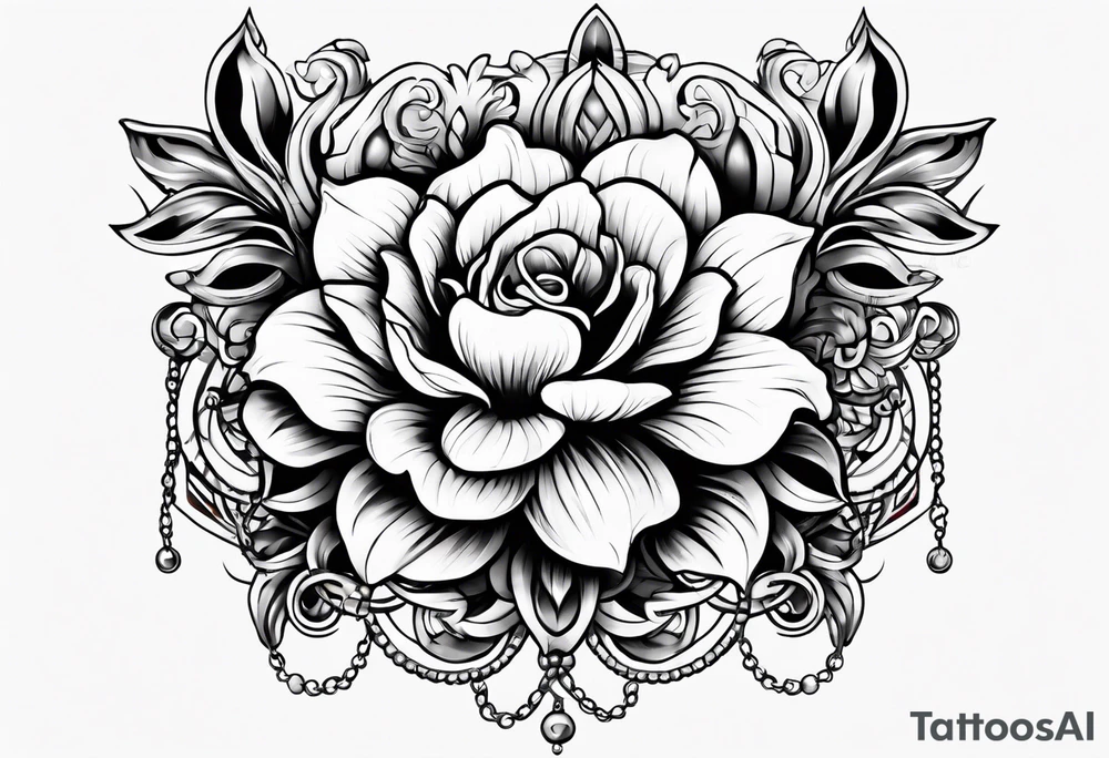 Chains around a flower tattoo idea