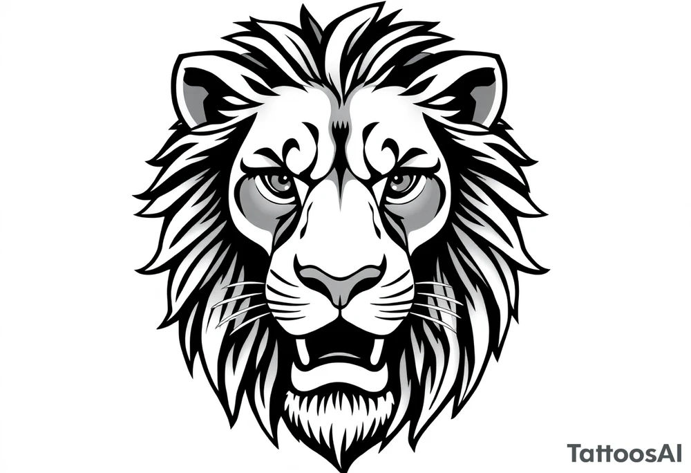 powerful majestic lion, close-up tattoo idea