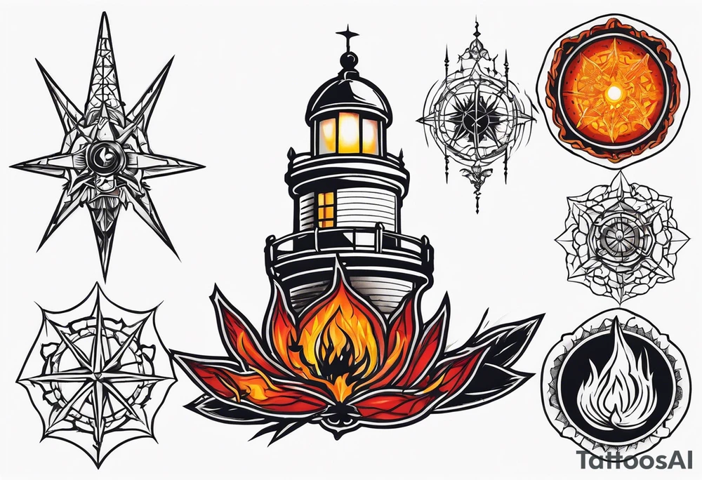 Leuchtturm Spinnennetz Feuer tattoo idea