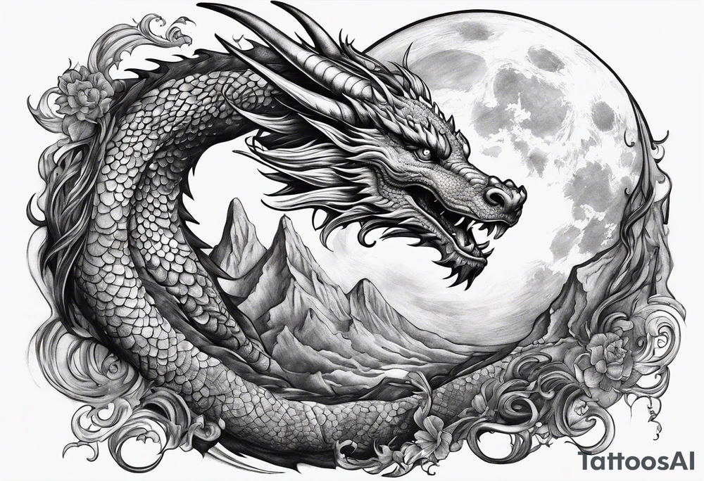 Fluing Dragon eat the moon tattoo idea