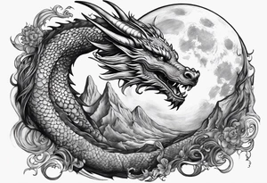 Fluing Dragon eat the moon tattoo idea
