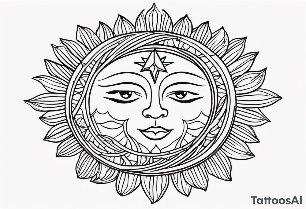 Feminine and simple sun tattoo idea