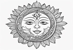 Feminine and simple sun tattoo idea