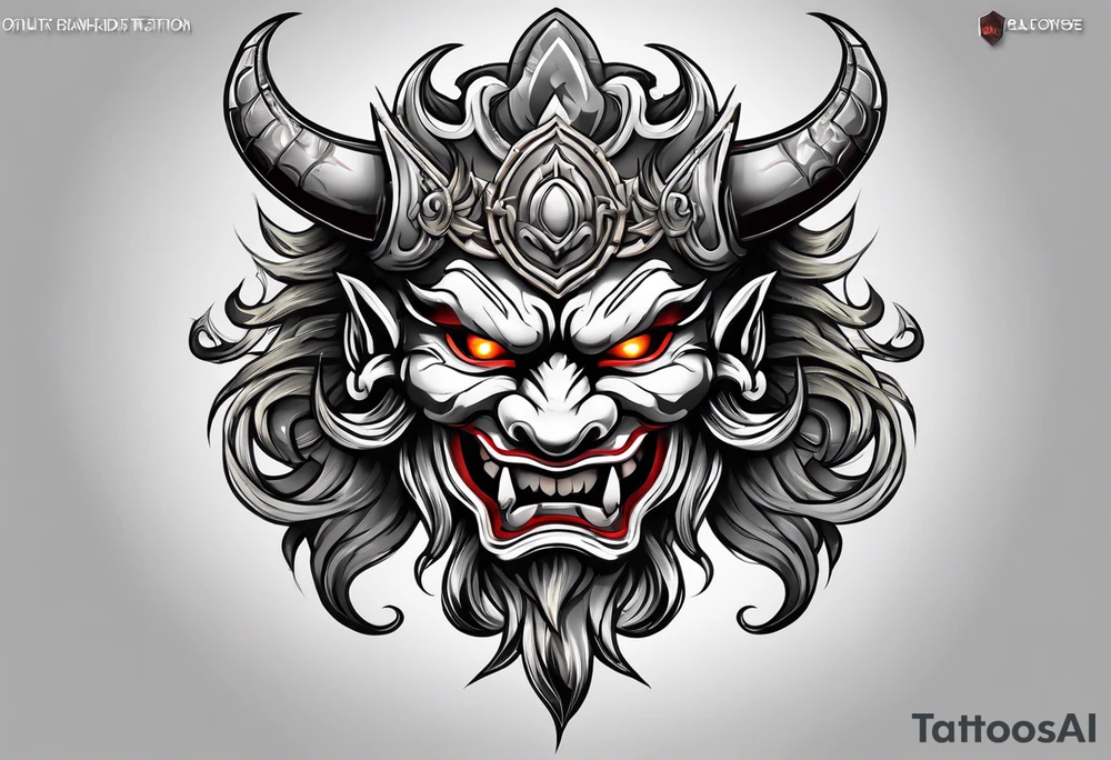 A Oni mask for protection against Evil tattoo idea