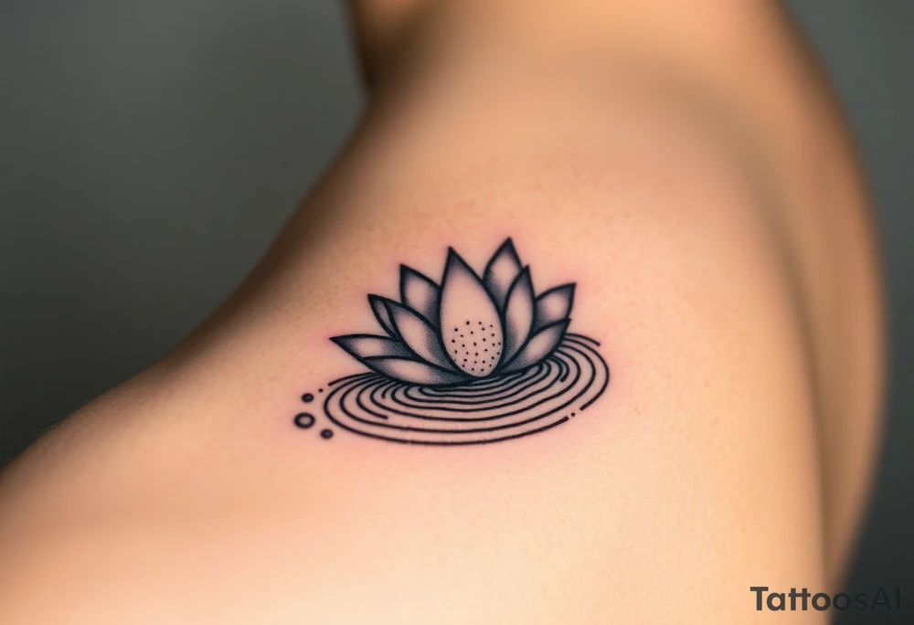 serene lotus flower emerging from sacred waters with ripples tattoo idea