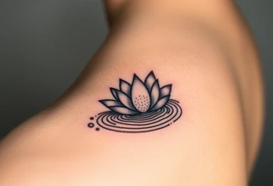 serene lotus flower emerging from sacred waters with ripples tattoo idea