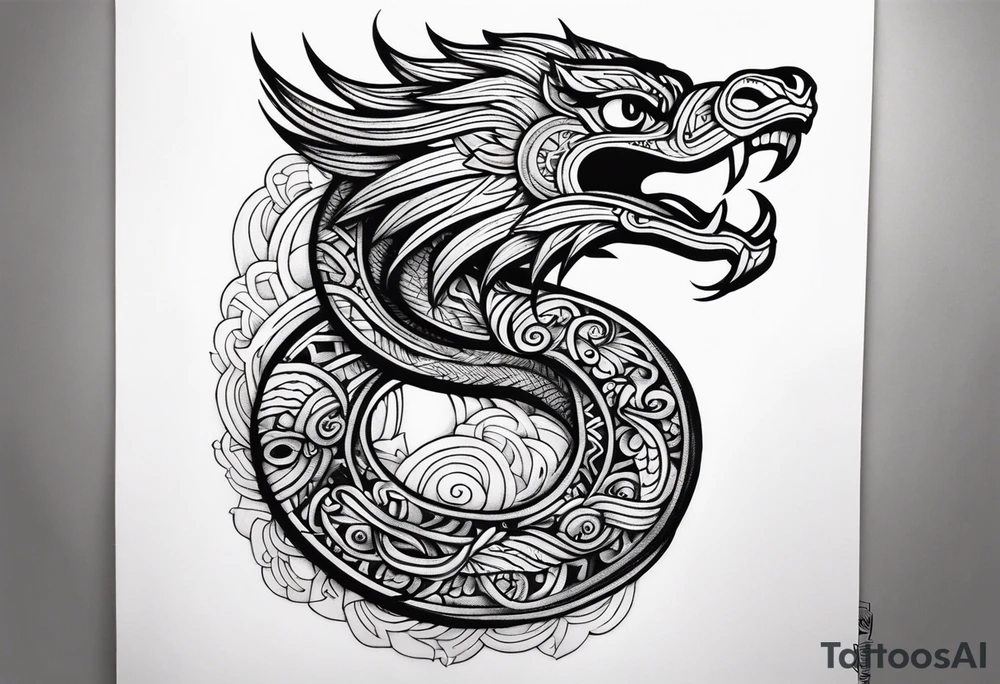 quetzalcoatl snake sleeve tattoo idea