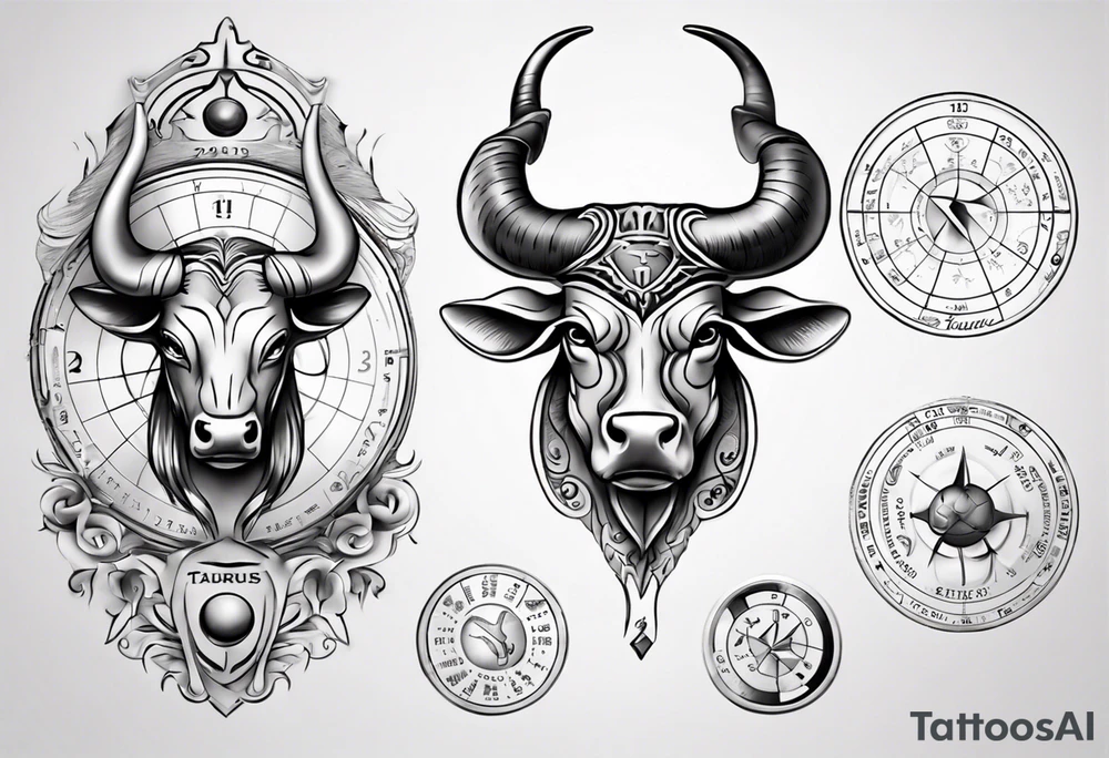 Taurus with astrology calendar tattoo idea