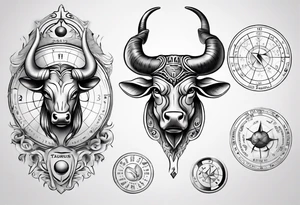 Taurus with astrology calendar tattoo idea