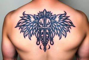 Black ankh lion tattoo idea