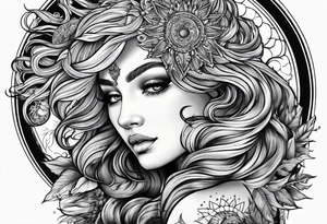 a sun with hair tattoo idea