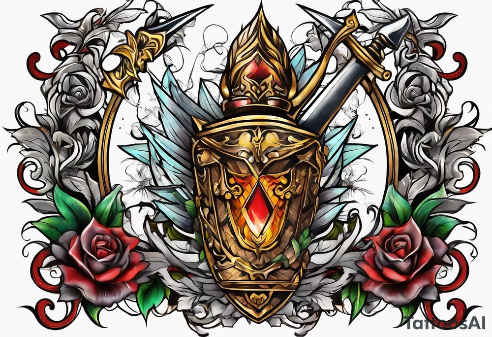 Book with dagger tattoo idea