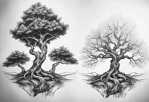 3 trees growing out of the same root tattoo idea