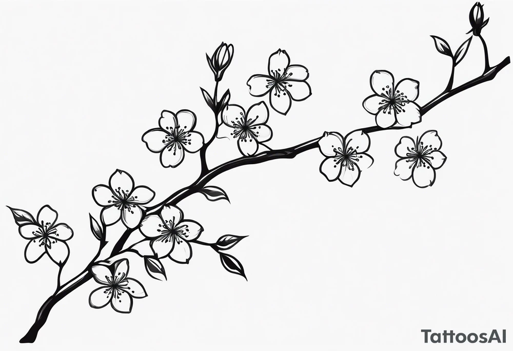 cherry blossom branch going from shoulder to wrist, wrap around bicep, make it LONG tattoo idea
